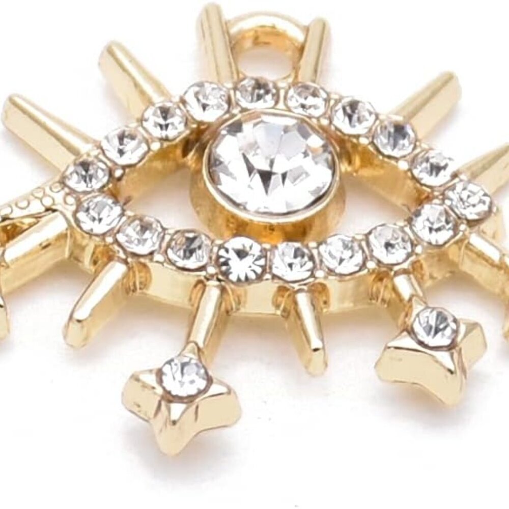 Pack of 20 Rhinestone Charms Gold Plated Pendants Pave Crystal Accessories for N
